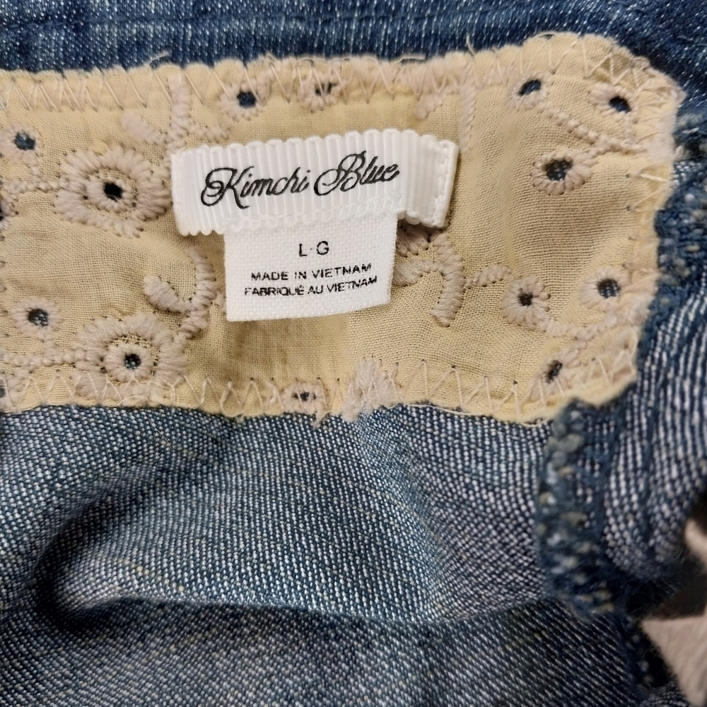 Kimchi Blur Urban Outfitters Denim And Lace Coquette Ruffle Tube Top Size L NWT - Picture 12 of 12